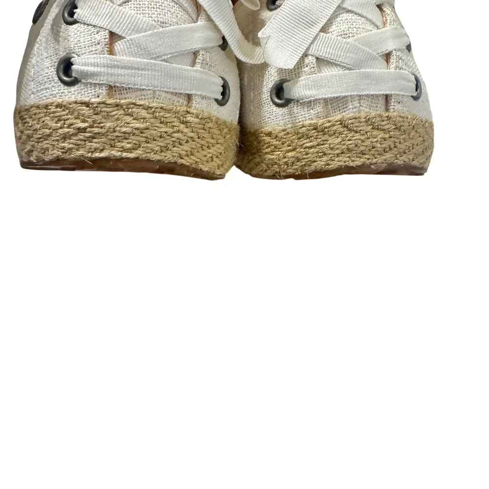UGG Indah Espadrille Flats Womens 8 Cream Canvas Slip-On Jute Sole 1003493
